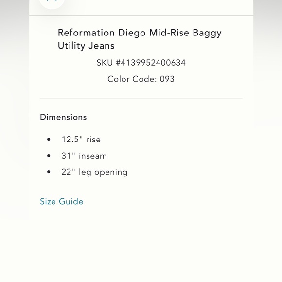 Reformation Diego MidRise Baggy Utility Jean - Picture 6 of 6